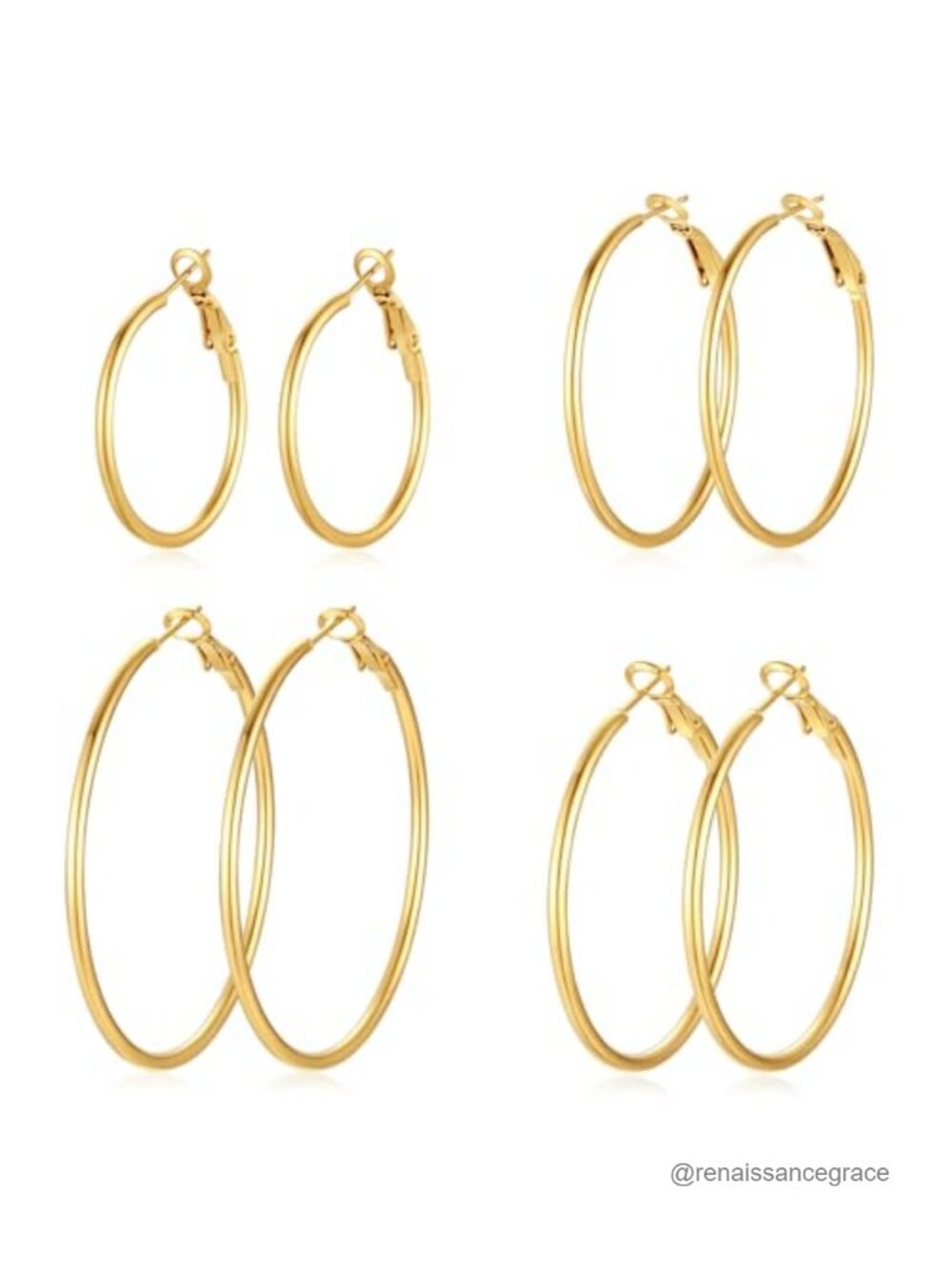 14K Gold Plated Hoop Earrings Set 4 Pairs Hypoallergenic Lightweight Dangle